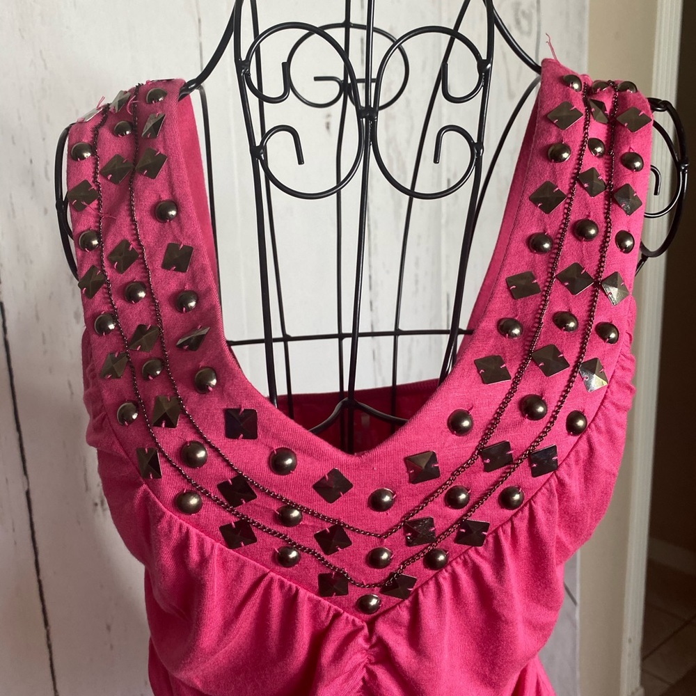 Pink Ruched Top with Stones - Picture 6 of 6